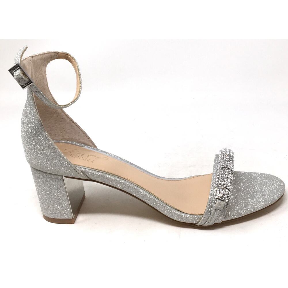Jewel Badgley Mischka Charlee Women's Size 8 Rhinestone Block Heel Sandals - Picture 5 of 7